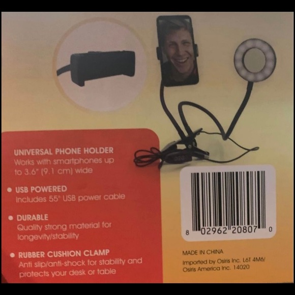LED ring light and phone holder with3 kind of light,work usb,brand new in box - Picture 2 of 2